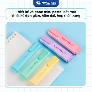 Bút dạ quang màu Pastel Thiên Long Flexoffice Pazto FO-HL009/VN - Bút dạ quang rửa được - Không để lại vết khi Photocopy