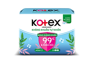 Combo 4 Băng Vệ Sinh Kotex Hằng Ngày Kháng Khuẩn Hương Tự Nhiên - Gói 20 miếng