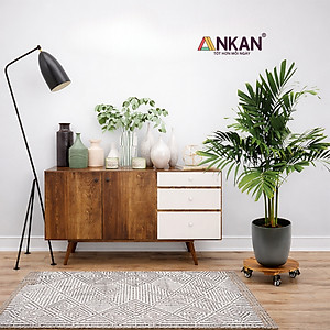Đế Kê Chậu Cây Có Bánh Xe ANKAN, R30cm Làm Giá Đỡ Kệ Hoa Cây Cảnh, Màu Vàng Nắng, Chịu Tải 120Kg