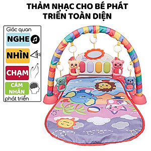 Thảm nhạc cho bé sơ sinh nằm chơi Piano Gym, Khỉ, Voi, Hươu, Cá heo đồ chơi cho bé vận động 4 giác quan thông minh