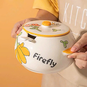 HŨ ( ÂU ) 800ML BẰNG SỨ ĐỰNG MỠ, THỐ SỨ ĐỰNG GIA VỊ, CÓ NẮP + THÌA, CHỊU NHIỆT CAO, HŨ MUỐI DƯA HỌA TIẾT VINTAG - HÀNG CHÍNH HÃNG MINIIN