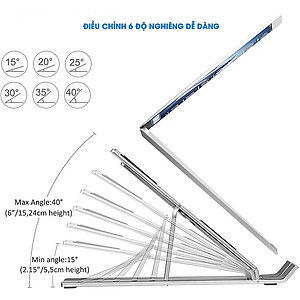 Giá Đỡ Laptop Hợp Kim Nhôm Cao Cấp Có Thể Gấp Gọn, Giúp Tản Nhiệt Laptop, dành cho Macbook, Máy Tính Xách Tay. 07 Vị Trí Điều Chỉnh Góc Độ. Hàng Chính Hãng