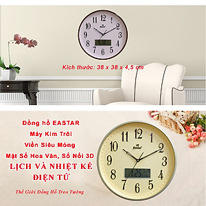 Đồng Hồ EASTAR Tròn Kim Điện tử Viền Mỏng - Máy KIM TRÔI - LỊCH Vạn Niên và NHIỆT KẾ Điện tử