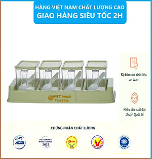 Bộ 4 Lọ Đựng Gia Vị Có Muỗng Nhựa Việt Nhật - Lọ Đựng Gia Vị Chất Liệu Nhựa PP An Toàn - Hàng Việt Nam
