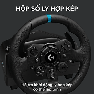 Bộ vô lăng & bàn đạp chơi game đua xe Logitech G923 - Phản hồi lực TRUEFORCE, tay cầm bọc da cao cấp, tương thích PS5, PS4, PC, Mac - Hàng Chính Hãng