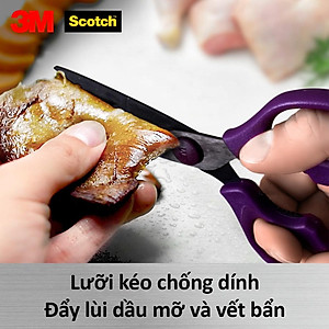 Kéo nhà bếp Scotch 3M tay cầm màu tím cao cấp có thể tháo rời, lưỡi kéo sắc bén, chống gỉ sét, kháng khuẩn KS-DT, Purple