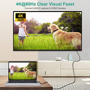Dây cáp chuyển PD Type-C 3.1 ra cổng HDMI chuẩn 4K hiệu CHOETECH XCH1803 cho điện thoại Macbook Table Tốc độ ổn định 10Gbps 60Hz dài 180CM - Hàng chính hãng