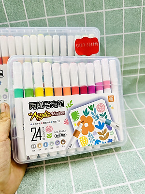 Bút Lông Màu Acrylic Marker 12/24/36/48/60 Màu Hàng Cao Cấp An Toàn Màu Sắc Tươi Sáng Vẽ Được Trên Nhiều Chất Liệu