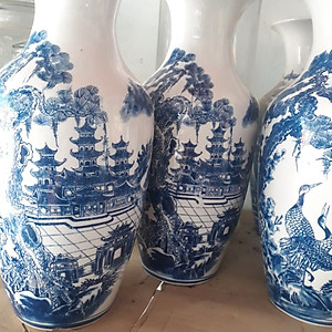 Lọ hoa gốm sứ - Lộc bình gốm sứ Bát Tràng  " Bình An Phú Quý"_Họa tiết chùa, công, mẫu đơn