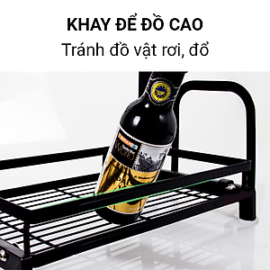 Kệ gia vị chữ E cao cấp VANDO bằng thép carbon chống gỉ, chống xước, kệ đựng chai lọ gia vị đa năng, kệ để đồ nhà bếp gọn gàng, sang trọng