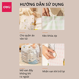 [KHÔNG CẦN DÙNG BƠM] Túi Hút Chân Không Đựng Quần Áo Chăn Ga Gối , Thú Bông Deli - Loại Dày Cao Cấp Bọc Để Chăn Màn 2 Lớp Khóa Zip Chống Rò Rỉ Hơi Bảo Vệ Quần Áo, Chăn Ga Khỏi Ẩm, Nấm Mốc, Chống Nước Tuyệt Đối