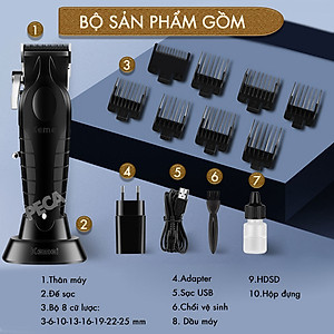 Tông đơ cắt tóc chuyên nghiệp Kemei KM-2296 lưỡi cắt mạ carbon công suất mạnh mẽ 5W pin khỏe lithium - Chính hãng
