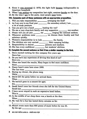 Sách Bài Tập Tiếng Anh Lớp 12 ( Không Đáp Án)