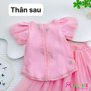 Bộ áo kiểu trung hoa phối chân váy cho bé gái xinh xắn diện lễ tết năm mới từ 12-40kg hàng thiết kế cao cấp