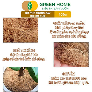 Chỉ Xơ Dừa Greenhome, Bao 100gr, Chuyên Dùng Giá Thể Trồng Lan, Kiểng Lá, Đắp Gốc Giữ Ẩm Cây Trồng
