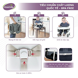 Ghế ăn dặm cho bé gập gọn và nâng hạ độ cao Mastela 7331 - Ghế tập ăn dặm cho bé đạt chuẩn ASTM Mỹ BPA Free