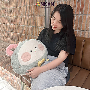 Gối Tựa Lưng Văn Phòng Kèm Chăn 3 Trong 1 Cừu Xanh Mint Cao Cấp, Dùng Để Ngủ Tại Văn Phòng, Đi Du Lịch Hoặc Quà Tặng Cho Người Thân