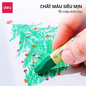 Bút Sáp Màu Dầu Bọt Biển Dễ Thương Deli - 12/18/24 Màu Tươi Sáng An Toàn Siêu Mịn Tô Màu Vẽ Tranh Mỹ Thuật - EC218