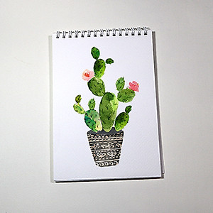 Sổ vẽ màu nước A4 giấy chuyên dụng có vân đẹp nhập từ Ý định lượng 300gsm, loang màu tốt lên màu trong tự nhiên,15 tờ/cuốn Green Art-Hàng chính hãng