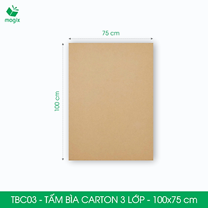 TBC03 - 100x75 cm - 5 tấm bìa carton 3 lớp nguyên tấm cứng cáp, bìa gói hàng, bìa mô hình