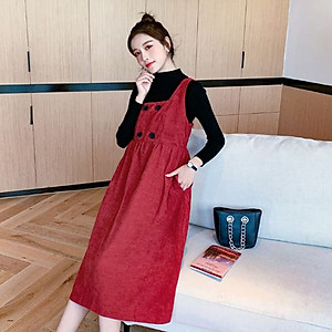 Sét Yếm Bầu Công Sở Dự Tiệc Cao Cấp Azuno AZ1012 Chất Liệu Nhung Ép (Kèm Áo Len)