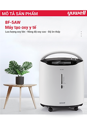 Máy Tạo Oxy Y Tế 93% Yuwell 8F-5AW - Hỗ Trợ Bệnh Nhân Suy tim, Suy phổi, Rối loạn hô hấp - Bảo Hành 1 Năm