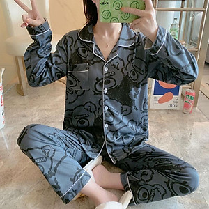 Bộ Pijama Nữ MỚI 2021 Bộ Đồ Ngủ Bộ Mặc Nhà Pijama Quần Dài Tay Dài Thu Đông Chất Mềm Mịn Mặc Thoải Mái Họa Tiết Cute