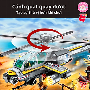 Đồ chơi lắp ráp, xếp hình Qman 1719 - Trực Thăng Trên Không (280 mảnh ghép)