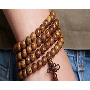 Combo 2 Vòng tràng 108 hạt gỗ đàn hương phong thủy niệm phật, kiêm vòng thời trang sang trọng đẳng cấp