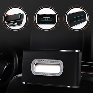 Hộp đựng khăn giấy kiêm bảng số điện thoại và đồng hồ cao cấp trang trí và để taplo ô tô - Kích thước:11.5x4x21cm