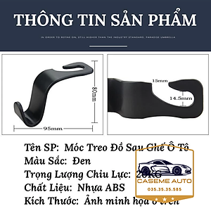 Móc Treo Đồ Chữ S Gắn Sau Ghế Ô Tô Xe Hơi, Nhựa ABS Cao Cấp An Toàn, Tiện Lợi, Hàng Dày Loại 1 - Hàng Nhập Khẩu