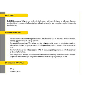 (HCM) Nhớt Eni I-Ride Scooter 10W40 xe ga 0.8L