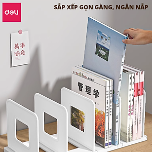 Giá Đựng Sách Để Bàn Deli - Kệ Chia 4 Ngăn Văn Phòng Học Sinh Sinh Viên - Chặn Sách Nhiều Ngăn Giúp Sắp Xếp Tài Liệu