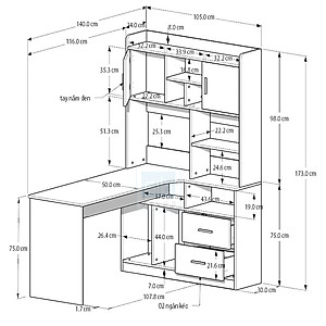 Bàn Làm Việc, Học Tập Kết Hợp Tủ Sách Lớn Kèm Ngăn Kéo Vô Cùng Chắc Chắn SIB Decor BLV71