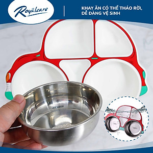 Set khay ăn dặm cho bé bằng Inox và Nhựa cao cấp Royalcare phù hợp ăn BLW, ăn dặm kiểu Nhật và ăn dặm truyền thống 