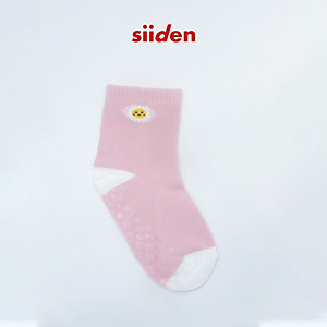 Combo/set 3 đôi tất bé gái dễ thương màu hồng, vớ trẻ em cotton mềm mịn, hình hoa, có đệm cao su chống trượt – E2CP102