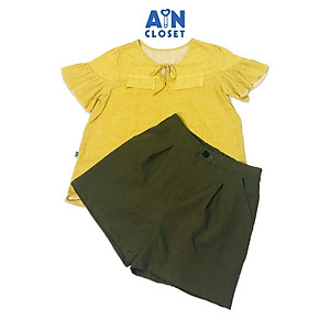 Bộ quần áo ngắn cho mẹ Xanh mạ linen - AICDMEMIBLBV - AIN Closet