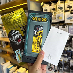 Kính Cường Lực KingKong Có Khung Tự Dán, Ngăn Bụi Loa Dành Cho iPhone - Full Hộp, Dán Full Màn - Hàng Chính Hãng