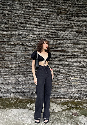 Giày Sandal Nữ The Bily 02W Quai Chéo Đôi - Màu Đen BL02WD