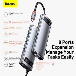 Hub chuyển đổi đa năng Baseus Type-C - HDMI, USB, RJ45, SD, TF,... dành cho Macbook, Notebook, Laptop,... - phân phối chính hãng tại Baseus Việt Nam