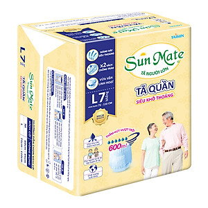 Combo 2 Gói Tã Quần Người Lớn Sunmate Khô Thoáng L7 (7 Miếng/ Gói)