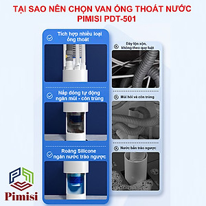 Bộ Đầu Nối Ống Thoát Nước Pimisi PDT-501 Ngăn Mùi | Chính Hãng 