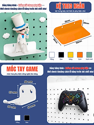 Phụ kiện hộp bút + khay đựng + kệ L ngắn + kệ L Dài + móc treo Dola Home - Phụ kiện bảng lỗ Pegboard kim loại