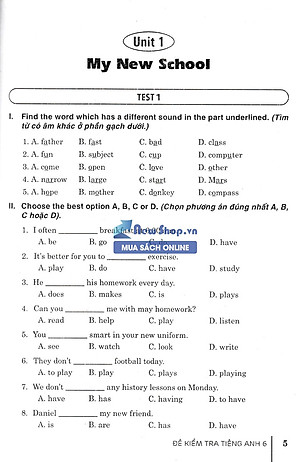 ĐỀ KIỂM TRA TIẾNG ANH 6 (BÁM SÁT SGK KẾT NỐI TRI THỨC VỚI CUỘC SỐNG)