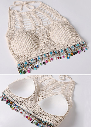 Bộ bơi 3 chi tiết len ren, bikini len cùng áo choàng ren quyến rũ, hàng cao cấp | KT099