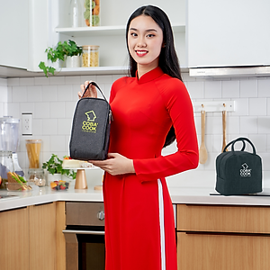 Bộ túi hộp cơm thủy tinh COBA'COOK. Gồm 3 hộp 400ml và 1 túi giữ nhiệt với 2 khóa kéo tiện dụng- CCR43BL