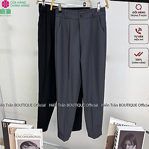 Quần baggy nữ Hiền Trần BOUTIQUE ống đứng, phom dáng Hàn Quốc màu đen xám, đồ công sở đi học