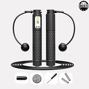Dây Nhảy Thể Thao Lõi Thép Cao Cấp Besti Tự Động Đếm Số, Tích Hợp Đo Calo, Quãng Đường, Độ Dài Dây Tùy Chỉnh - Kèm Bóng Xoay Và Tạ Điều Chỉnh Khối Lượng - Hàng Chính Hãng
