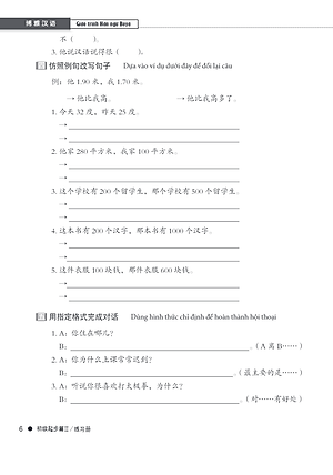 Giáo trình Hán ngữ Boya Sơ Cấp 2 Sách Bài Tập kèm đáp án