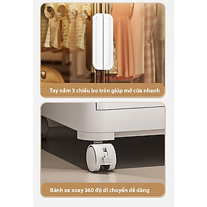 Tủ Nhựa Gấp Gọn Nubie Ngang 60/70/80cm Có Ngăn Treo Quần Áo, Đựng Đồ Dùng Size Lớn, Bánh Xe Xoay